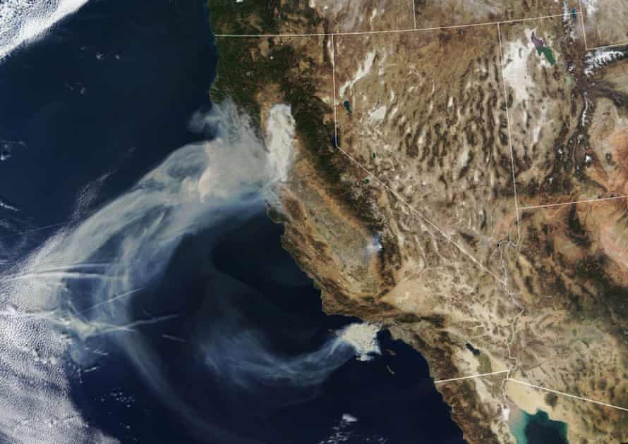 A satellite image shows how smoke is spreading.