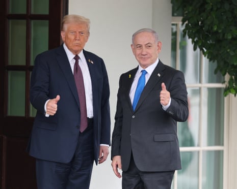 The two leaders give a thumbs-up before heading into a high-stakes meeting over the future of Gaza.