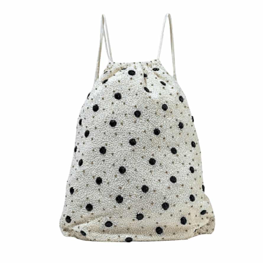 white beaded backpack