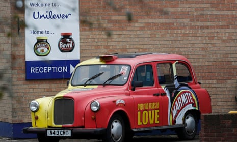 A branded taxi outside Unilever’s Marmite factory in Burton upon Trent.