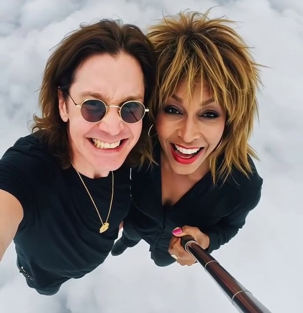 Ozzy Osbourne and Tina Turner smiling together