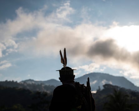 Silhouette of an Indigenous person viewed from behind