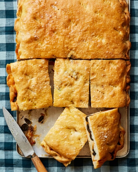 Irina Janakievska’s komiška pogaca is a tomatoey pie not uniike calzone.