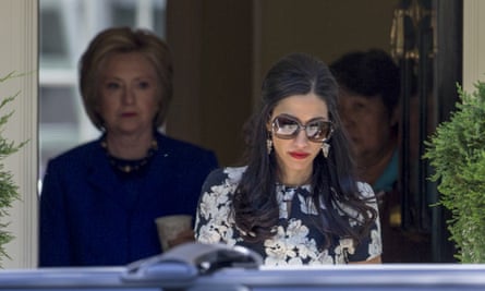 Huma Abedin and Hillary Clinton on 10 June 2016 at Clinton’s home in Washington.