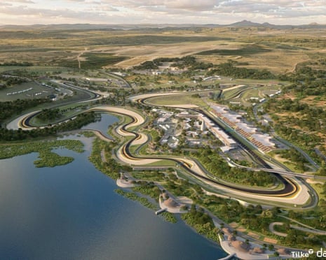 A rendered image of the planned new purpose-built track in Bugesera, 25 miles south of Kigali in Rwanda