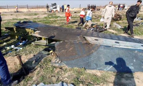 Debris from Ukraine International Airlines flight PS752, which was shot down by Iranian forces shortly after taking off from Tehran airport in January 2020.