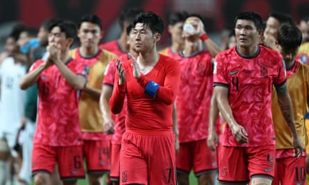 South Korea’s Son Heung-min has little to cheer after the goalless draw with Palestine.