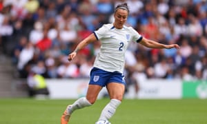 Lucy Bronze in action for England during a friendly against Portugal this month. Photograph: Marc Atkins/Getty Images