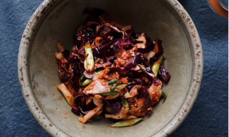 Crunch time: red cabbage kimchee.