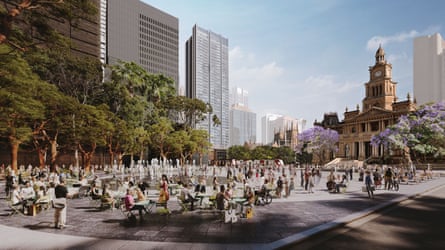 Artist render of the proposed Sydney town hall square redevelopment.