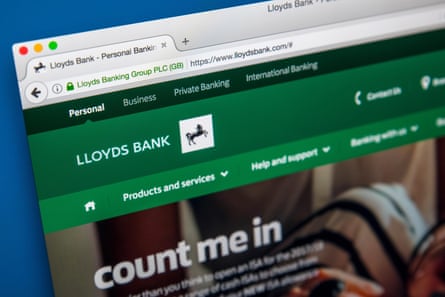 A screenshot of Lloyds bank homepage