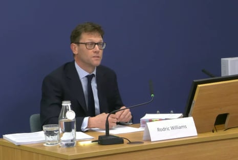 Rodric Williams giving evidence to the Post Office Horizon IT inquiry at Aldwych House in London today.