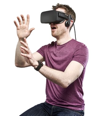 A man wearing an Oculus Rift