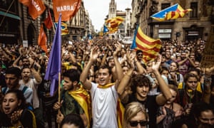 Catalan demonstrators in Barcelona, 2017.
