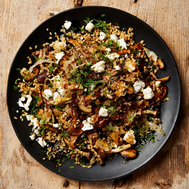 Home cooking: Ottolenghi’s bulgur with mushrooms, feta and dill.