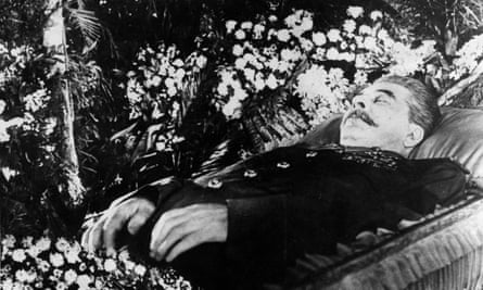 Joseph Stalin lying in state at Trade Union House, Moscow, 1953.