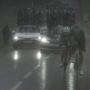 Riders climb Col du Pré on the Tour de France