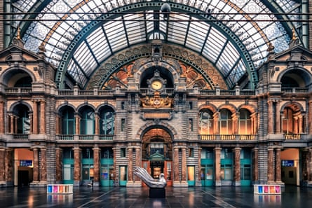Beautiful interior architecture of train station in Antwerp