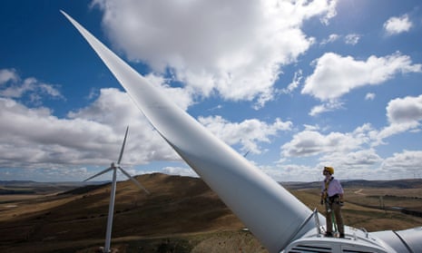 A wind turbine nacelle at Capital Wind Farm in Bungendore.