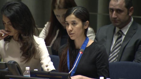 Nobel peace prize joint winner Nadia Murad's powerful 2016 speech to the UN – video 