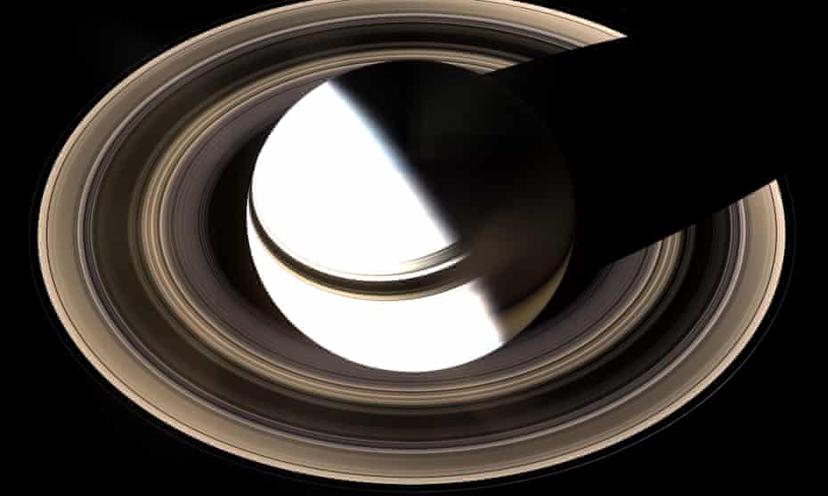 Incomplete picture ... the Cassini spacecraft’s impression of Saturn in 2014, leaving part of the planet in shadow.