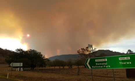 Smoke rises from the Orroral fire burning in Namadgi national park, south of Canberrra