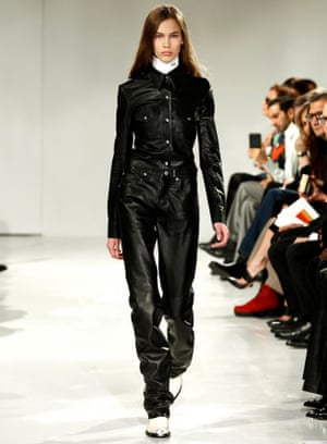 Black leather at the Calvin Klein show, New York fashion week, AW17.