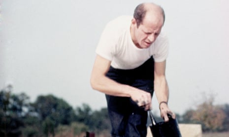 Jackson Pollock at work at his studio in Long Island.