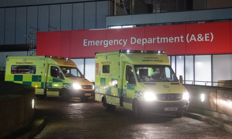 Ambulances waiting outside St Thomas’ hospital, London