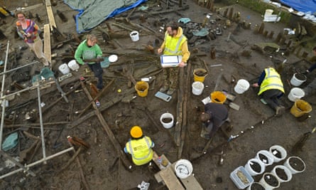 Archaeologists at the excavation site.