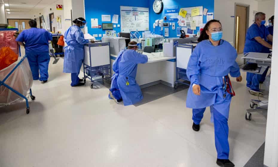Staff on an NHS hospital ward. 