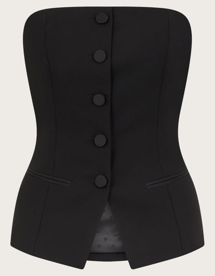 Black buttoned bandeau top