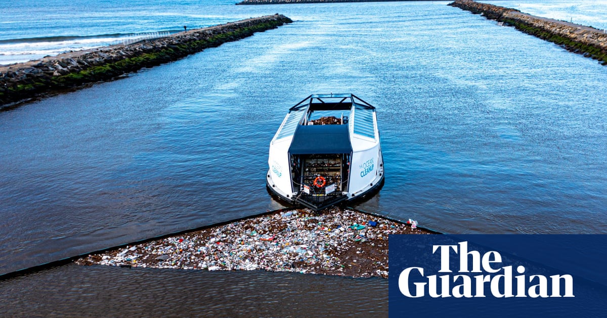 A solar-powered rubbish-eating boat? The vessel chomping plastic waste out of the sea