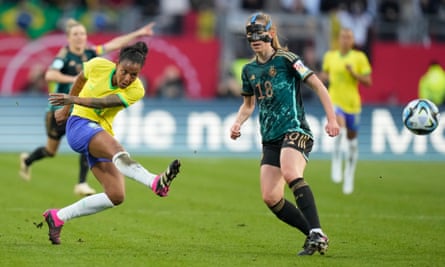 Brazil's Geyse lets fly against Germany during the recent friendly in Nuremberg.