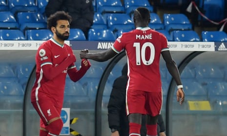 Mohamed Salah comes on as a substitute to replace Sadio Mane.