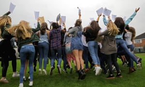 Schoolchildren receive their GCSE results