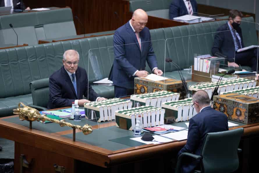 Defence minister Peter Dutton at the start of question time