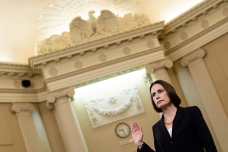 Fiona Hill is sworn-in on Capitol Hill in Washington DC