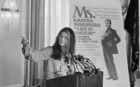 Gloria Steinem, pictured at a Ms. magazine news conference in 1977
