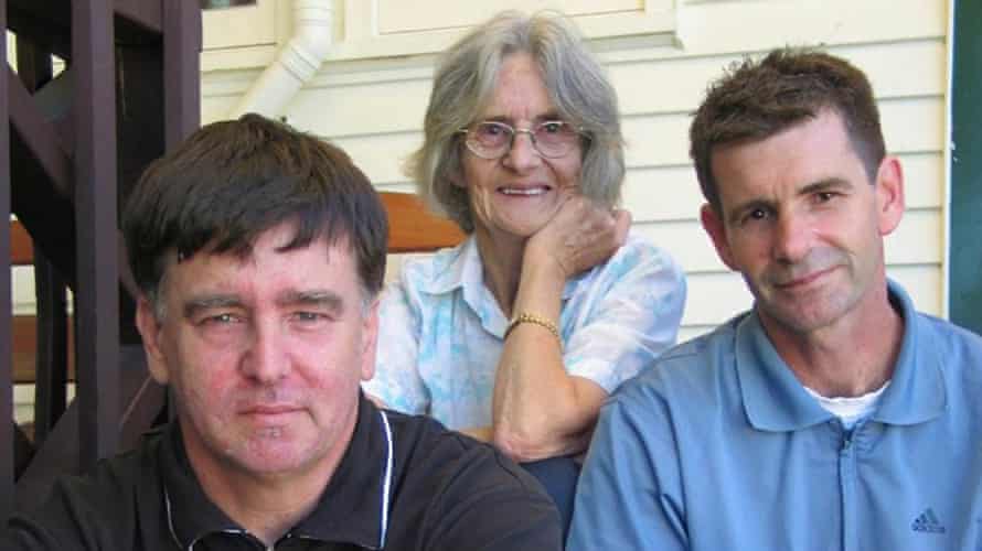 Alan Hall, left, with his mother, Shirley, and brother, Geoff, in 2008 while Hall was on parole.