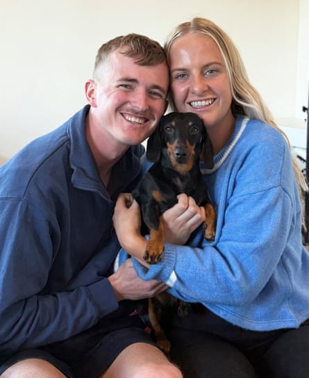 Reunited … Valerie with owners Josh Fishlock and Georgia Gardner.