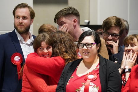 Labour supporters at the count at Mid Bedfordshire, as the result was announced.