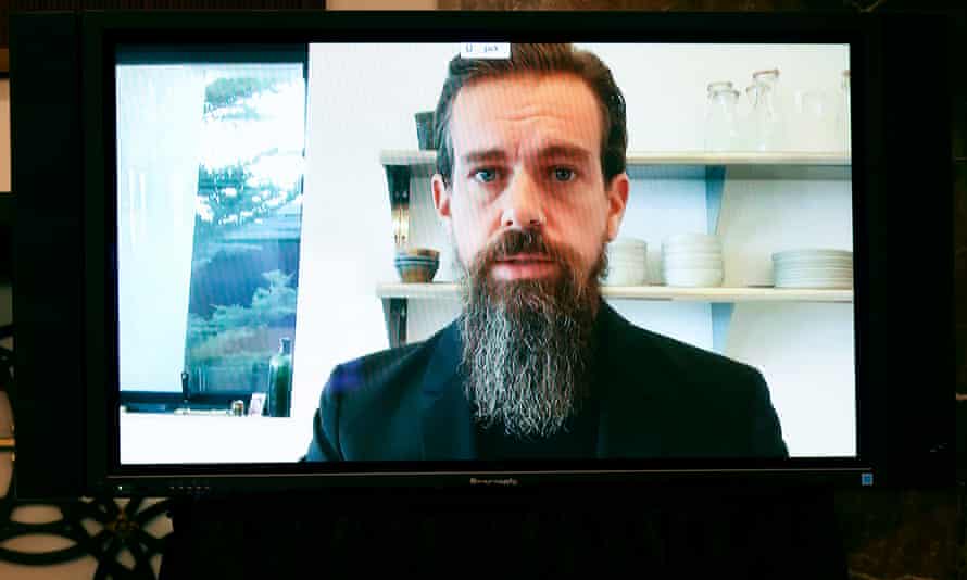 Jack Dorsey at a congressional hearing in November. In a lengthy Twitter thread, Dorsey said it was ‘time for us to reflect on our operations and the environment around us’.