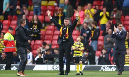 Newly appointed Watford manager Rob Edwards is unveiled to the fans before last season’s final home game.
