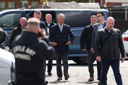 Reform UK leader Nigel Farage in Ashton-in-Makerfield on 10 June 2026.
