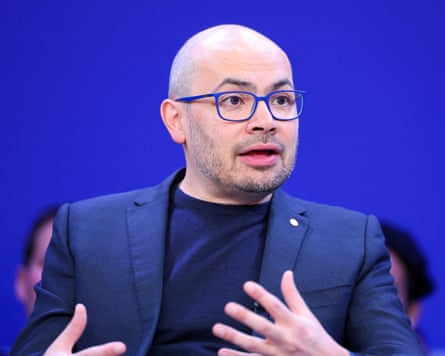 Demis Hassabis speaks at the World Economic Forum meeting in Davos