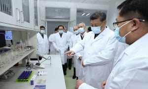 Chinese President Xi Jinping visits the Academy of Military Medical Sciences in Beijing.