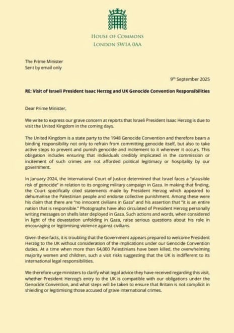 Letter to Starmer
