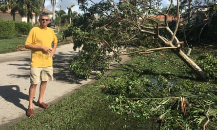 Chris Roche surveying his property damage on Marco Island.