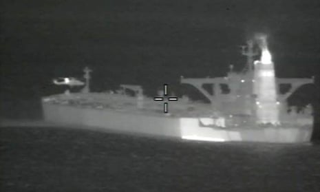 An image issued by the Ministry of Defence of the supertanker Grace 1, seized in Gibraltar